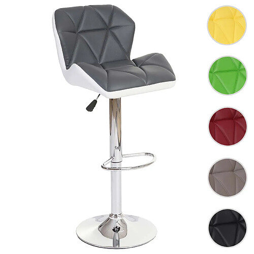 Mendler Tabouret de bar HWC-A92, tabouret de bar, cuir synthétique réglable en hauteur ~ gris