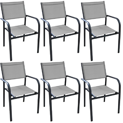 ALIZÉ Fauteuil en aluminium Duca (Lot de 6) Graphite et perle.