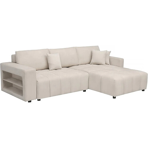 Palozi Sofa Canapé d'angle convertible tissu chenille 3 places - Trocadero - Crème