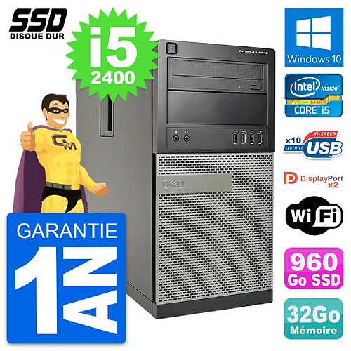 PC Tour Dell OptiPlex 9010 Intel Core i5-2400 RAM 32Go SSD 960Go Windows 10 Wifi · Occasion