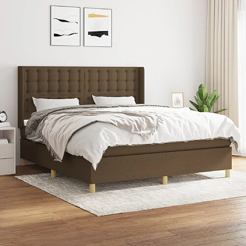 vidaXL Sommier à lattes de lit avec matelas Marron foncé 160x200 cm