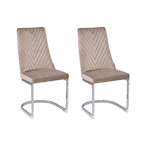 Beliani Chaise de salle à manger Chaise en porte-à-faux ALTOONA Set de 2 Velours Beige