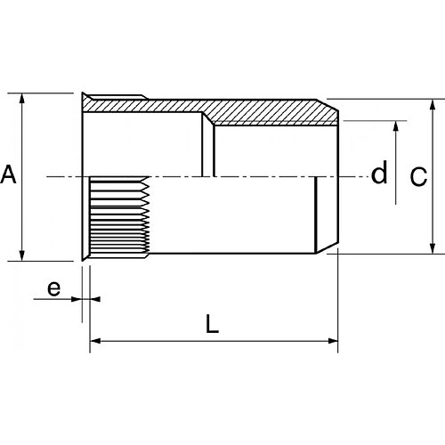 Boite de 50 écrou cranté à sertir ACTON tête affleurante inox A2 - Ø6 mm - 626336