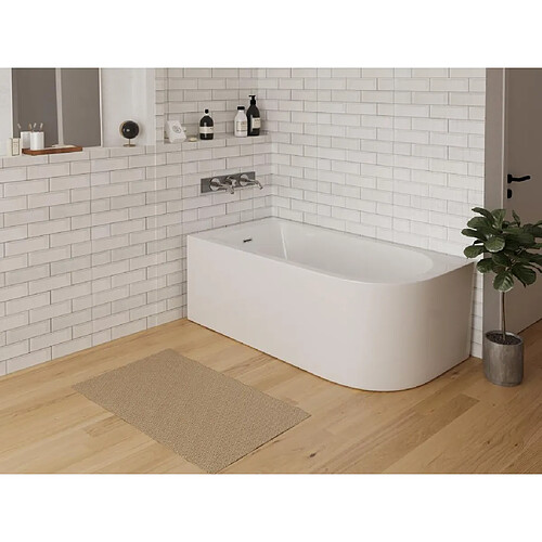 Vente-Unique Baignoire d'angle - 240L - 170 x 75 x 58 cm - Blanche - Angle gauche - ANIKA