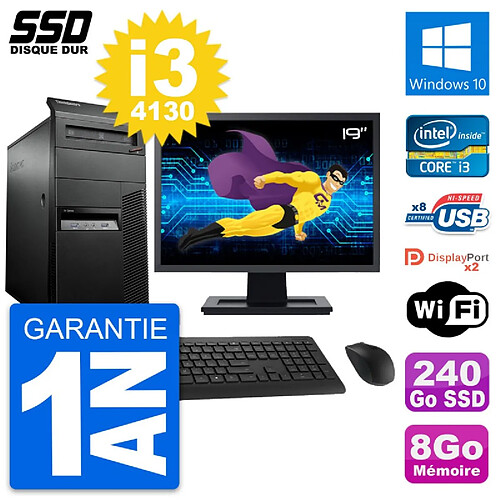 PC Tour Lenovo M93p Ecran 19" Intel i3-4130 RAM 8Go SSD 240Go Windows 10 Wifi · Occasion