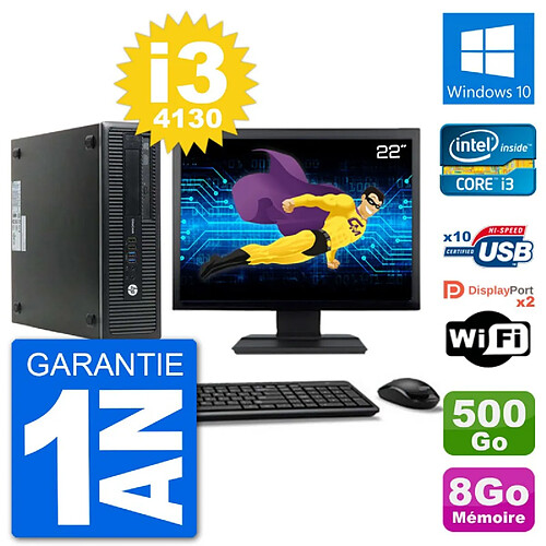 PC HP 800 G1 Ecran 22" Core i3-4130 RAM 8Go Disque 500Go Windows 10 Wifi · Occasion