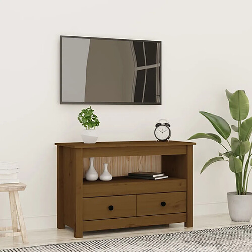 Maison Chic Meuble TV scandinave - Banc TV pour salon Marron miel 79x35x52 cm Bois de pin massif -MN73749