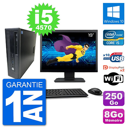 PC HP 800 G1 Ecran 19" Core i5-4570 RAM 8Go Disque 250Go Windows 10 Wifi · Occasion