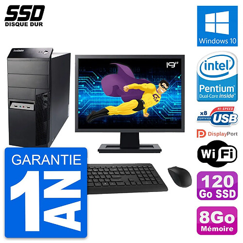 PC Tour Lenovo M91p Ecran 19" Intel G630 RAM 8Go SSD 120Go Windows 10 Wifi · Occasion