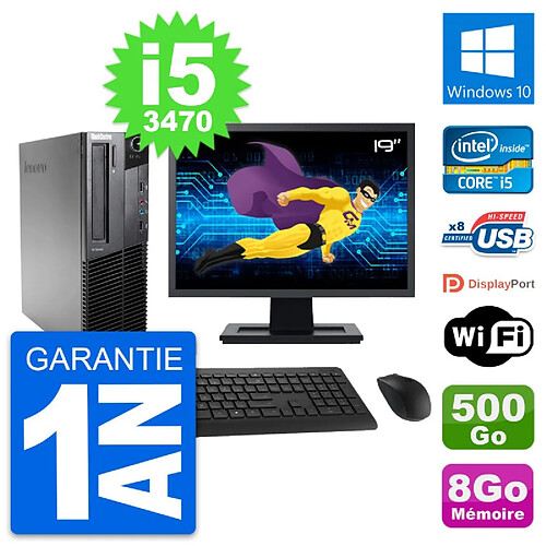 PC Lenovo M82 SFF Ecran 19" Intel i5-3470 RAM 8Go Disque 500Go Windows 10 Wifi · Occasion