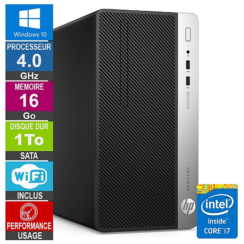 PC HP ProDesk 400 G4 MT i7-6700 4GHz 16Go/1To Wifi W10 · Reconditionné