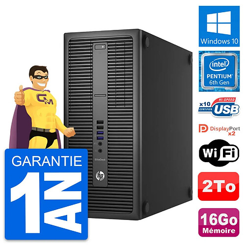 PC Tour HP EliteDesk 800 G2 Intel G4400 RAM 16Go Disque Dur 2To Windows 10 Wifi · Occasion