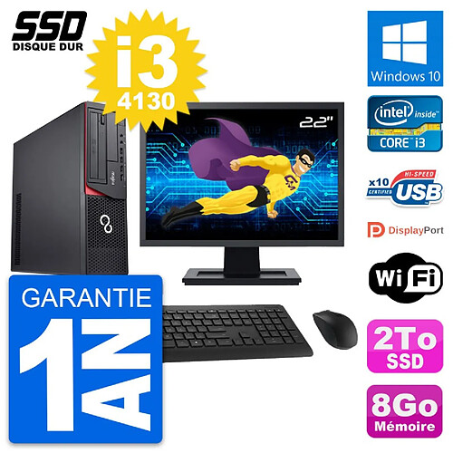 PC Fujitsu E920 DT Ecran 22" Intel Core i3-4130 RAM 8Go SSD 2To Windows 10 Wifi · Occasion