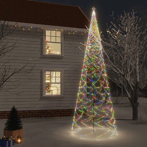 vidaXL Sapin de Noël avec piquet 3000 LED Colorées 800 cm