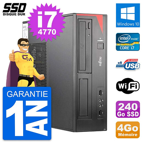 PC Fujitsu Esprimo E520 E85+ DT Intel i7-4770 RAM 4Go SSD 240Go Windows 10 Wifi · Occasion