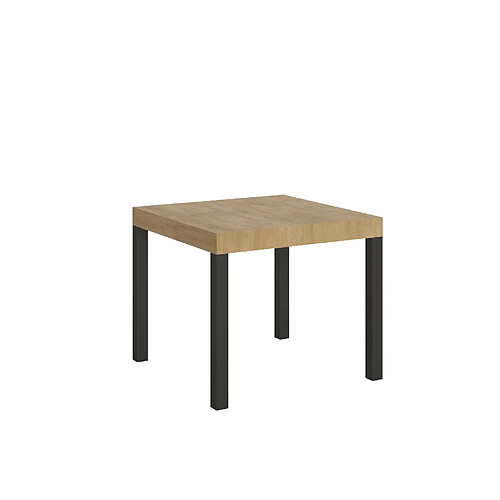 Itamoby Table Extensible Everyday 90x90/246 cm. Chêne Nature cadre Anthracite