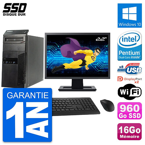 PC Tour Lenovo M83 Ecran 22" Intel G3220 RAM 16Go SSD 960Go Windows 10 Wifi · Occasion