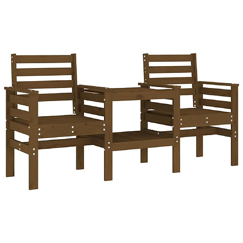 Maison Chic Banc de jardin 2 places | Banquette de jardin avec table | Chaise Relax brun miel bois massif de pin -MN50180