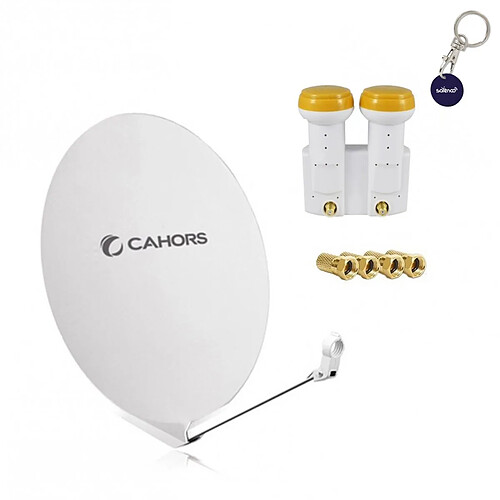 Cahors Parabole satellite fibre composite blanche SMC 80cm + LNB monobloc twin Golden Media 0,1dB