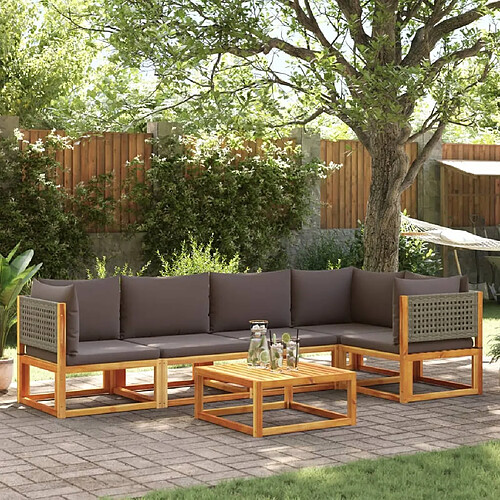 vidaXL Salon de jardin avec coussins 6 pcs bois d'acacia solide