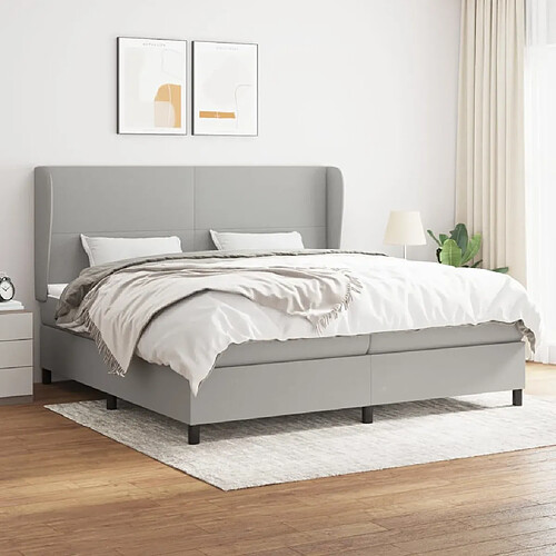 vidaXL Sommier à lattes de lit avec matelas Gris clair 200x200cm Tissu