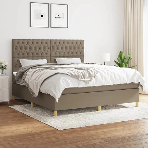 vidaXL Sommier à lattes de lit avec matelas Taupe 180x200 cm Tissu