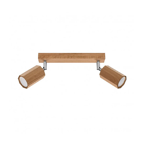 Luminaire Center Spot Zeke Oak Bois Chêne 2 ampoules 20cm