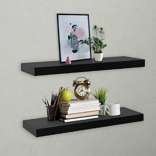 Maison Chic Lot de 2 Étagères murales,Étagère Rangement flottate Noir 60x20x3,8 cm -MN35481