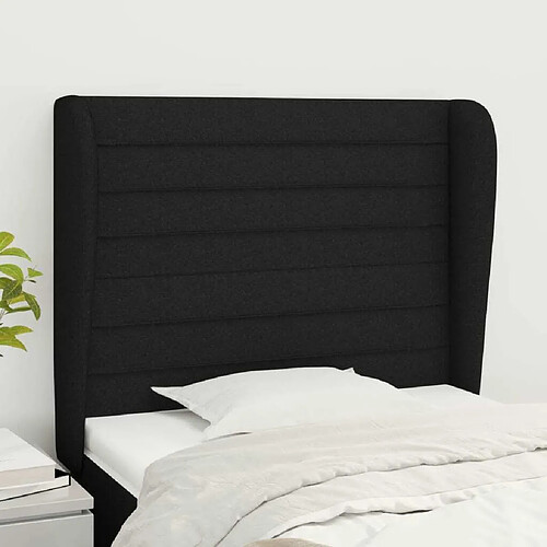 Maison Chic Tête de lit scandinave avec oreilles,meuble de chambre Noir 93x23x118/128 cm Tissu -MN34699