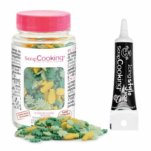 Scrapcooking Décors sucrés en pot Tropical 55 g + Stylo de glaçage noir