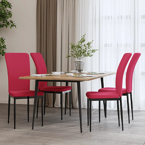 vidaXL Chaises à manger lot de 4 Rouge bordeaux Velours