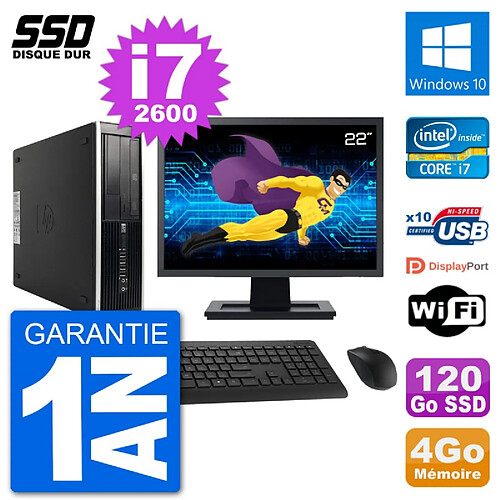 PC HP Compaq Pro 6300 SFF Ecran 22" i7-2600 RAM 4Go SSD 120Go Windows 10 Wifi · Occasion