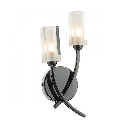 Luminaire Center Applique murale Morgan chrome noir et verre 2 ampoules