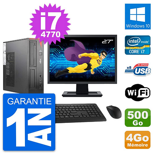 PC Fujitsu E520 DT Ecran 27" Intel i7-4770 RAM 4Go Disque 500Go Windows 10 Wifi · Occasion