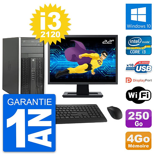 PC Tour HP Pro 6300 CMT Ecran 22" i3-2120 RAM 4Go Disque 250Go Windows 10 Wifi · Occasion