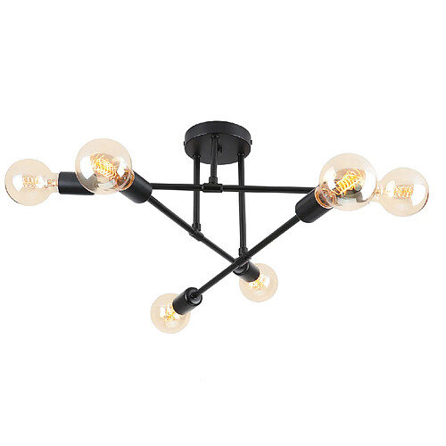 Stoex Plafonnier Moderne Luminaire Plafonnier Intérieur Lampe de Plafond Rétro Vintage Noir, 6 Lumières Pour Cuisine Couloir Chambre Salon