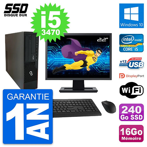 PC Fujitsu E910 DT Ecran 22" Intel i5-3470 RAM 16Go SSD 240Go Windows 10 Wifi · Occasion