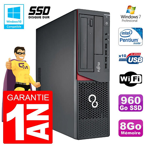 PC Fujitsu Esprimo E720 E85+ SFF G3220 RAM 8Go Disque 960 Go SSD Wifi W7 · Occasion