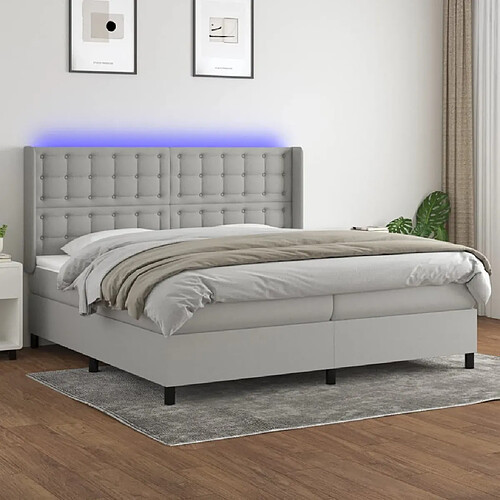 Sommier à lattes et matelas LED,Cadre à lattes de lit pour Adulte Gris clair 200x200 cm Tissu -MN84376