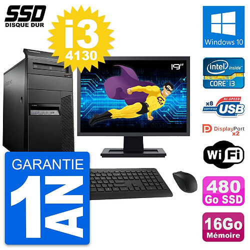 PC Tour Lenovo M93p Ecran 19" Intel i3-4130 RAM 16Go SSD 480Go Windows 10 Wifi · Occasion