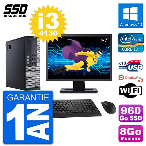 PC Dell 9020 SFF Ecran 27" Intel Core i3-4130 RAM 8Go SSD 960Go Windows 10 Wifi · Occasion