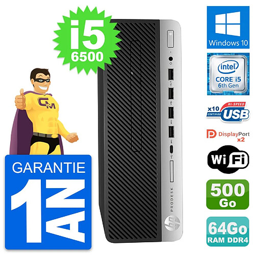 PC HP ProDesk 600 G3 SFF Intel i5-6500 RAM 64Go Disque Dur 500Go Windows 10 Wifi · Occasion