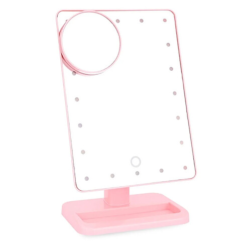 Wewoo Miroir à capteur tactile portable avec lampe de bureau rose