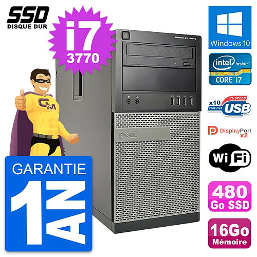 PC Tour Dell OptiPlex 9010 Intel Core i7-3770 RAM 16Go SSD 480Go Windows 10 Wifi · Occasion