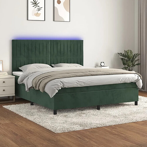 Sommier à lattes,Cadre à lattes de lit pour Adulte matelas et LED Vert foncé 180x200 cm -MN43730