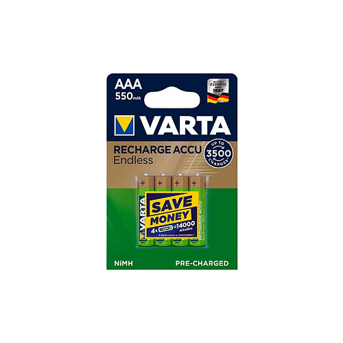 Piles Varta Recharge Endless Energy AAA 550mAh (Pack de 4) 56663 101 404