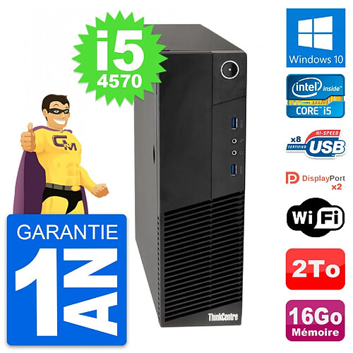 PC Lenovo ThinkCentre M83 SFF Intel i5-4570 RAM 16Go Disque 2To Windows 10 Wifi · Occasion