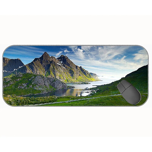 Universal (750x300x3) Long XXL Mousepad, paysage Mountain River Sky non glissé en caoutchouc