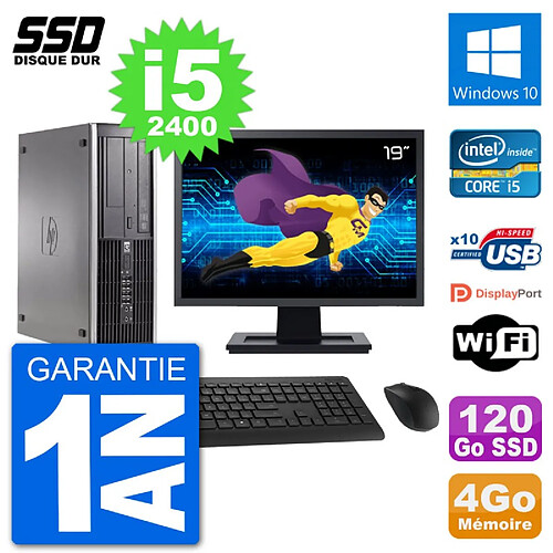 PC HP Compaq 6200 Pro SFF Ecran 19" i5-2400 RAM 4Go SSD 120Go Windows 10 Wifi · Occasion