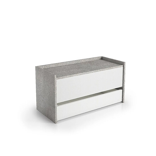 Alter Meuble d'entrÃ©e moderne avec Ã©tagÃ¨re Ã  chaussures, 100% Made in Italy, Coffre avec deux conteneurs, cm 90x40h46, Couleur blanc et bÃ©ton